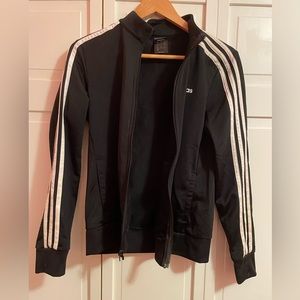 Adidas classic black and white three stripe jacket. Size: S